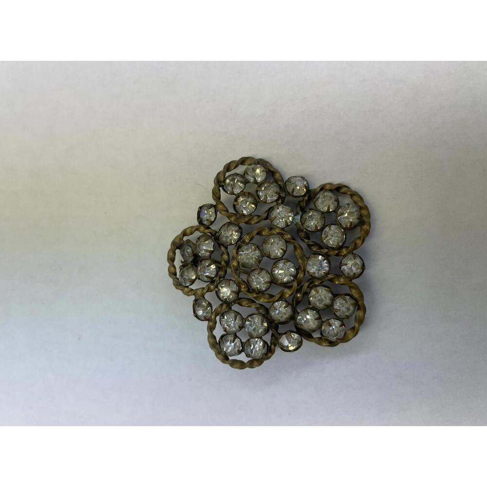 Vintage Rhinestone Flower Brooch